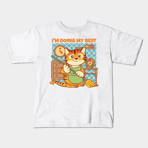 Doing My Best Cat Kids T-Shirt by Sue Cervenka